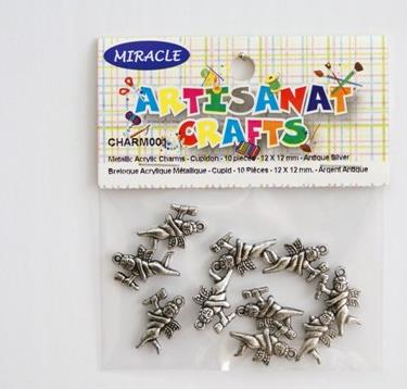 Charms, 12 X 12 Mm, 10 Pieces, Argent Antique
