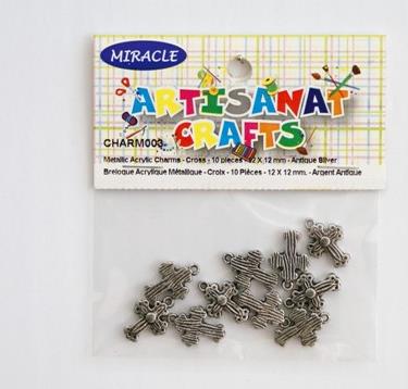 Charm, 12 X 12 Mm, 10 Pieces, Argent Antique