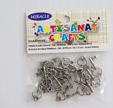 Charm, 26 X 12 Mm, 20 Pieces, Argent Antique