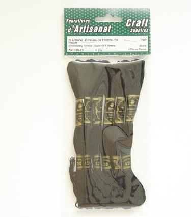 Embroidery Thread - Skein Of 8 Meters - Packed, 6 Ply, 6 Pieces, Noir