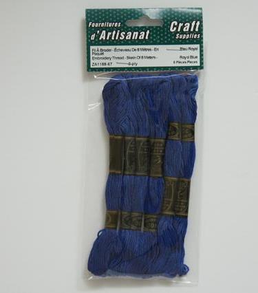 Embroidery Thread - Skein Of 8 Meters - Packed, 6 Ply, 6 Pieces, Royal Blue
