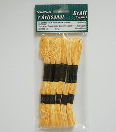 Embroidery Thread - Multi - Skein Of 8 Meters - Packed, 6 Ply, 6 Pieces, Multi Yellow