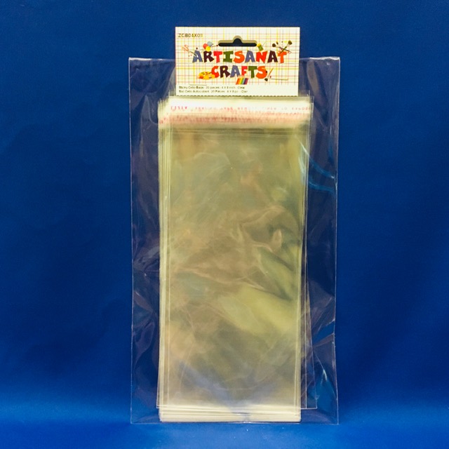 Sticky Cello Bags Closable, 4 X 8 Inch, 20 Pieces, Clear