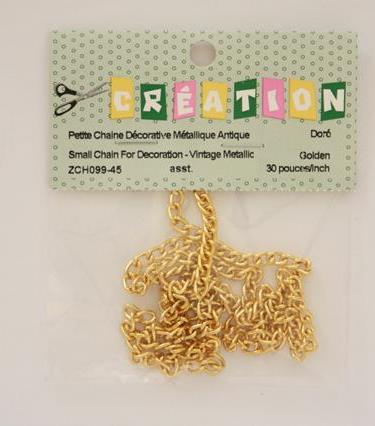 Small Chain For Decoration - Vintage Metallic, 30 Inch, Doré