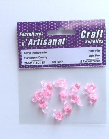 Transparent Dummy , 5/8 Inch., 12 Pieces, Rose Bébé