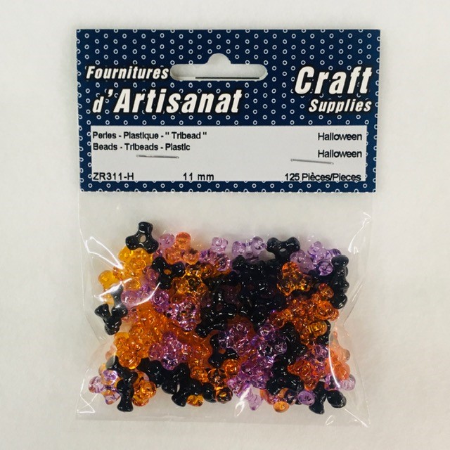 Plastic Tri Beads Transparent, 125 Pieces, 1 Bag, Halloween