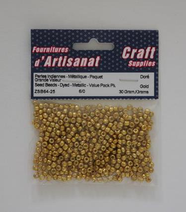Seed Beads - Dyed - Metallic - Value Pack Plus, 6/0, 30 Grams, Doré